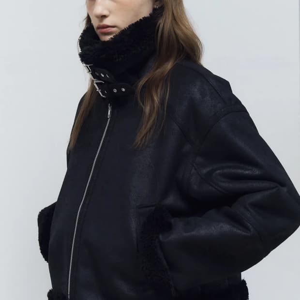 도프셉 무스탕 Basic Crop Mustang in Black