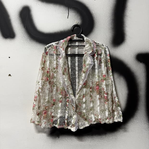 VTG 빈티지 크로쉐 플로럴 패턴 레이스 자켓