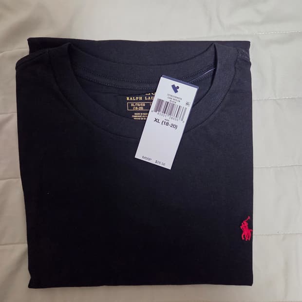 여성 폴로 랄프로렌 보이즈 블랙 반팔 티셔츠 XL 여성 55-66