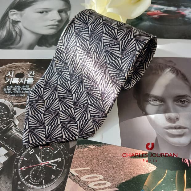 샤를주르당(찰스주르당) 실크 블랙 넥타이 9.6cm B등급 A18930
