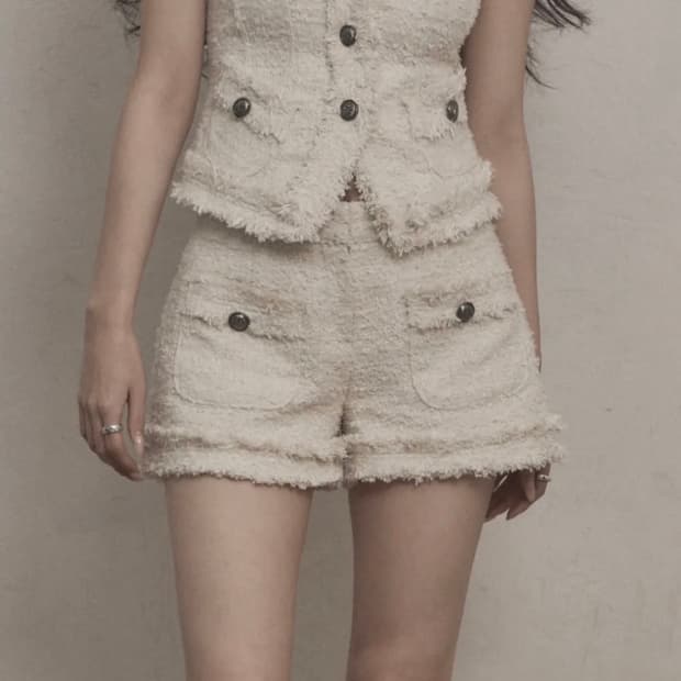 카키포인트 앤티크 트위드 쇼츠 아이보리 2