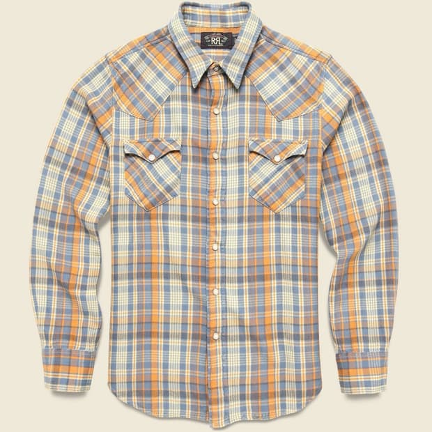 RRL 더블알엘 슬림핏 플레이드 트윌 웨스턴 셔츠