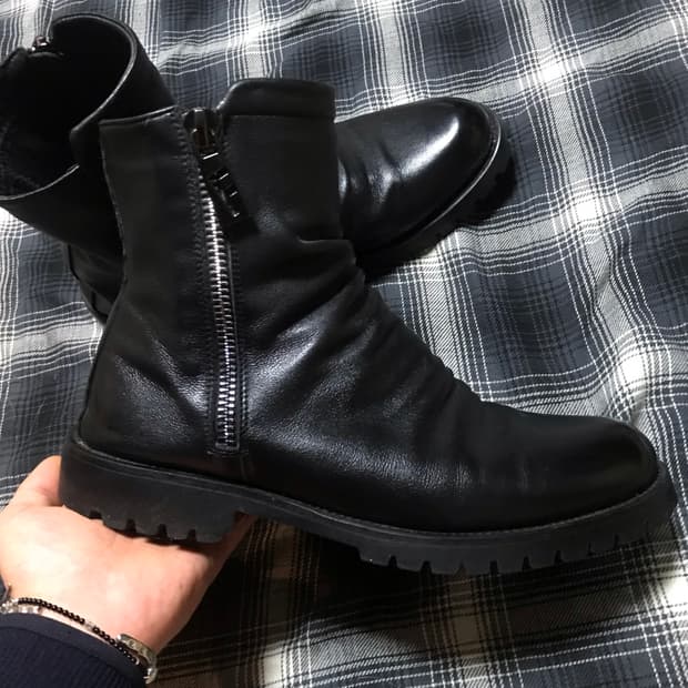 재팬 블랙 zip 롱 앵클 부츠