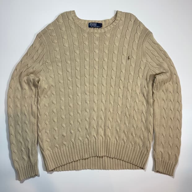 폴로 랄프로렌 베이지 케이블 니트