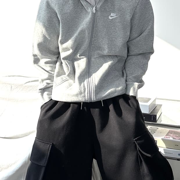 나이키 그레이 후드집업 L