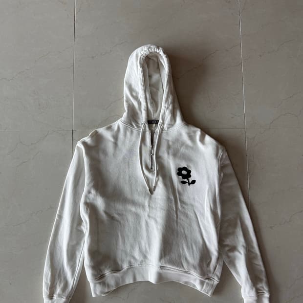 알렉사청 반집업 코튼 후드티 화이트 S