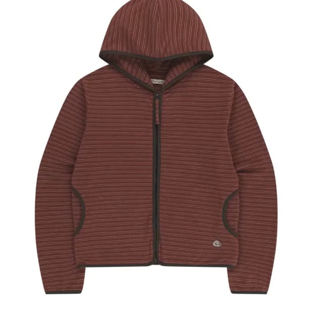 코이세이오 스트라이프 플리스 후드 집업 레드