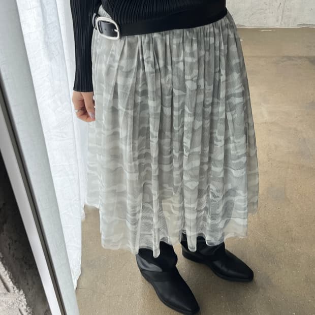 더블 튤 스커트 라이트 카모플라쥬