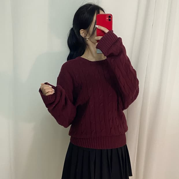 폴로 꽈배기 니트