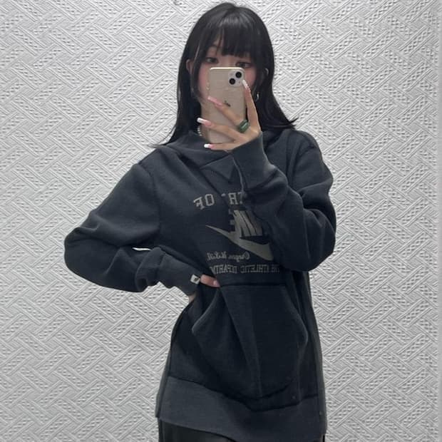 나이키 빈티지 올드스쿨 스트릿 펑크 와플패턴 후드티 L C12389