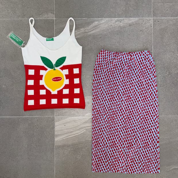 Benetton lemon basket knit sleeveless