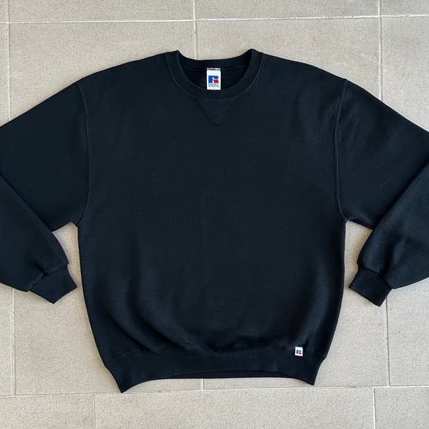 90s 빈티지 러셀 스웻셔츠 블랙 L
