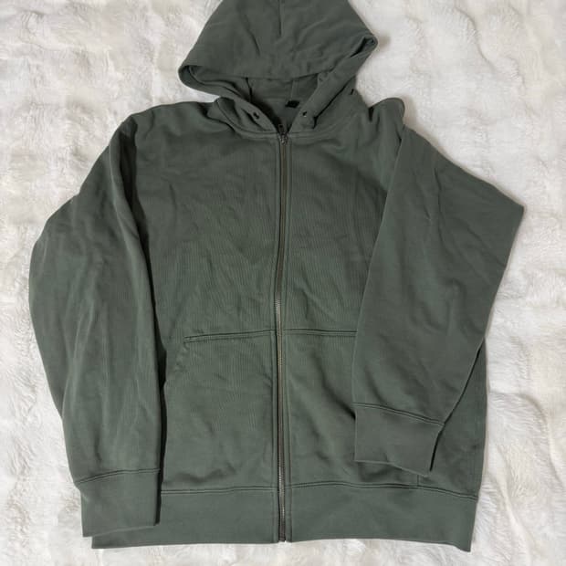 [L] 유니클로 후드 집업 그린