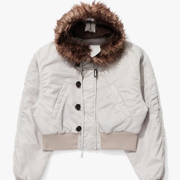 Faux Fur Zipper Hood Ma1 - gray