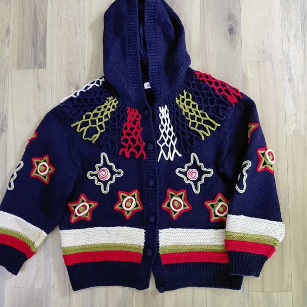 80s Issey Miyake 니트 후드 가디건