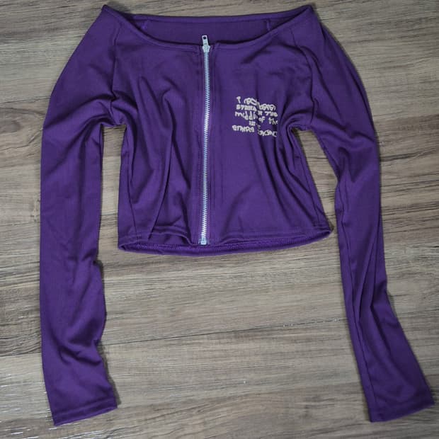 보라색 집업 가디건 