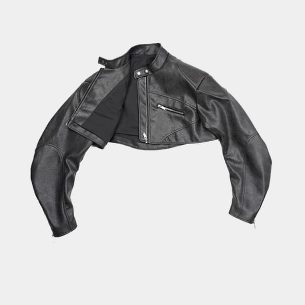 데어드 가죽 레이싱 크롭 자켓