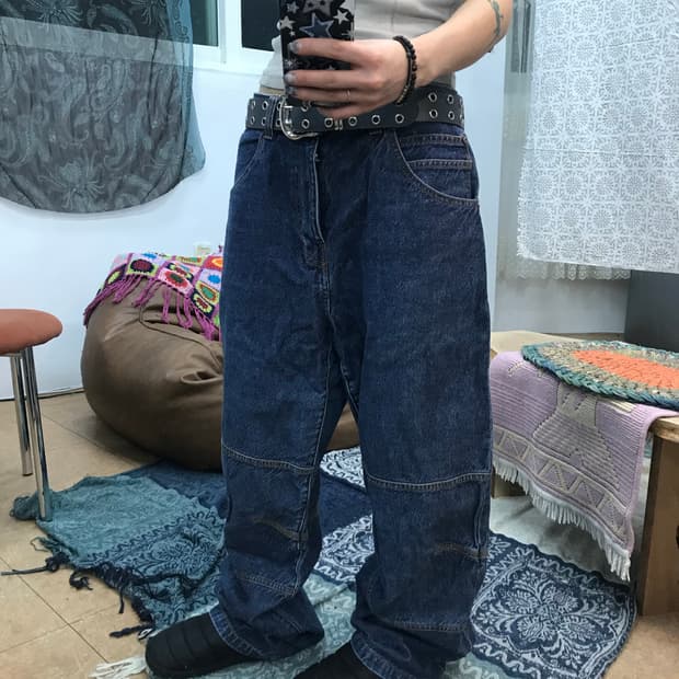 Roots 루츠 더블니 진청 데님팬츠 