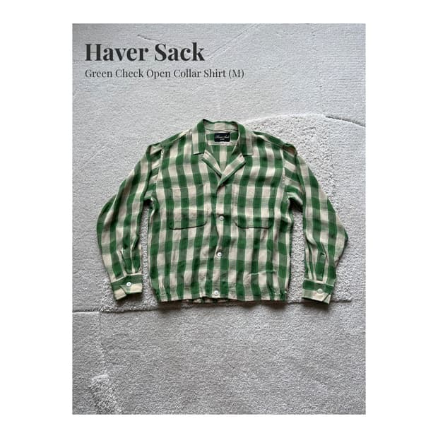 Haver Sack 그린 체크 오픈칼라 셔츠 (100-103)