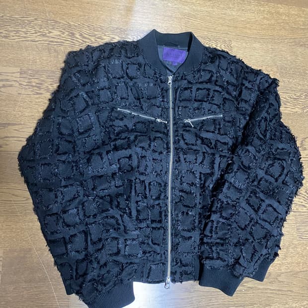 BESLOW 트위드 봄버 자켓 블랙 xl