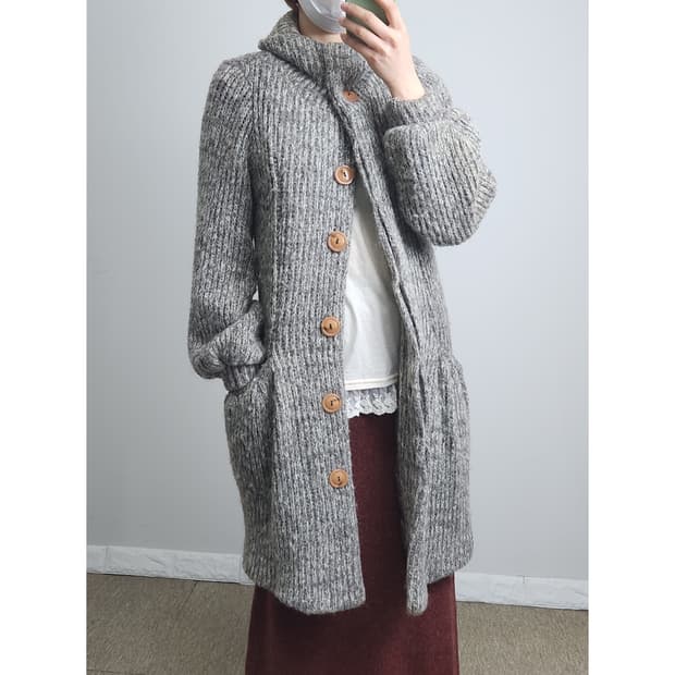 볼륨 헤비 롱 가디건