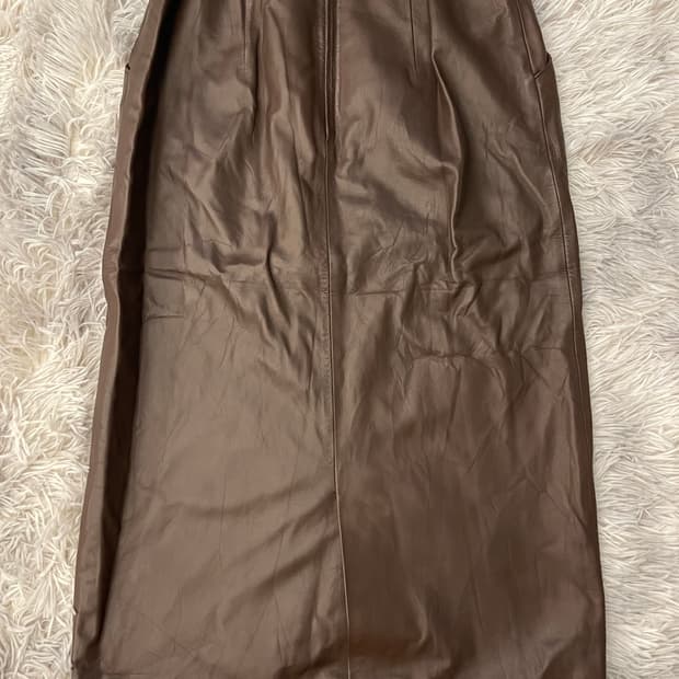 조르쥬 레쉬 브라운 가죽 밴딩 빈티지 스커트 치마