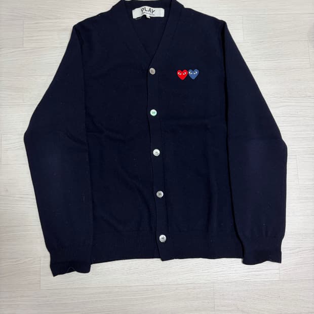 꼼데가르송 더블와펜 가디건 네이비 L