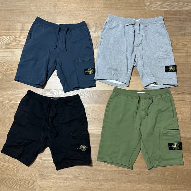 스톤아일랜드 남성 코튼 반바지 4벌 일괄 (블랙 네이비 카키 그레이 M)