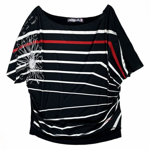 Desigual 스트라이프 드레이프 티셔츠