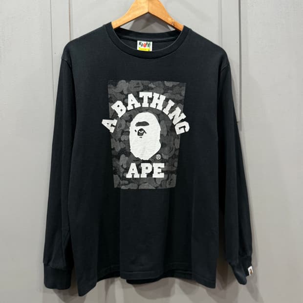 M BAPE 베이프 ABC닷 리플렉티브 컬리지 롱슬리브 긴팔 티셔츠