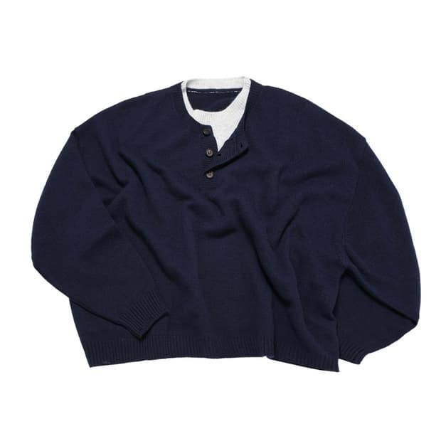 [M] MJD 콘트라스트 니트 네이비