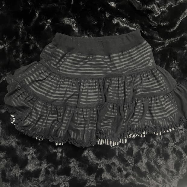 스트라이프 갸루 캉캉 스커트 펑크 줄무늬