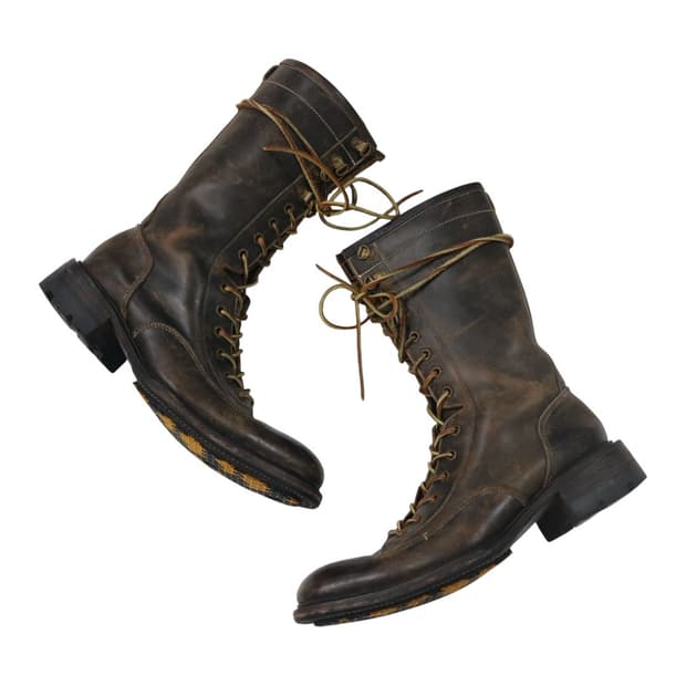 알프레도바니스터 빈티지 레더 레이스업 컴뱃 부츠