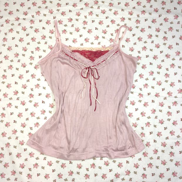 jpn vintage pink lace sleeveless