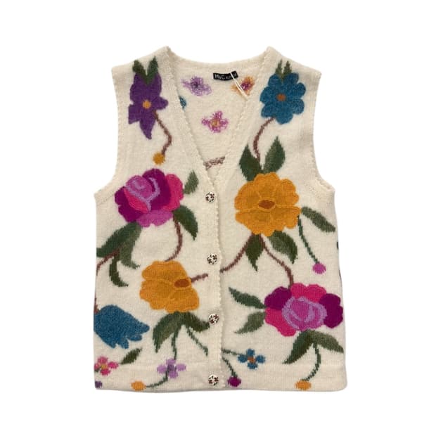 H&C ALPACA 플라워 알파카 니트 베스트 아이보리