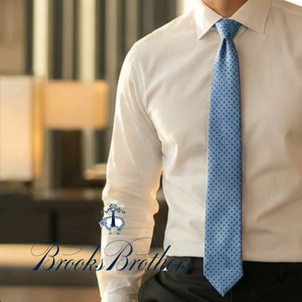 브룩스 브라더스 블루 도트 패턴 넥타이 8.3cm A+등급 K2573