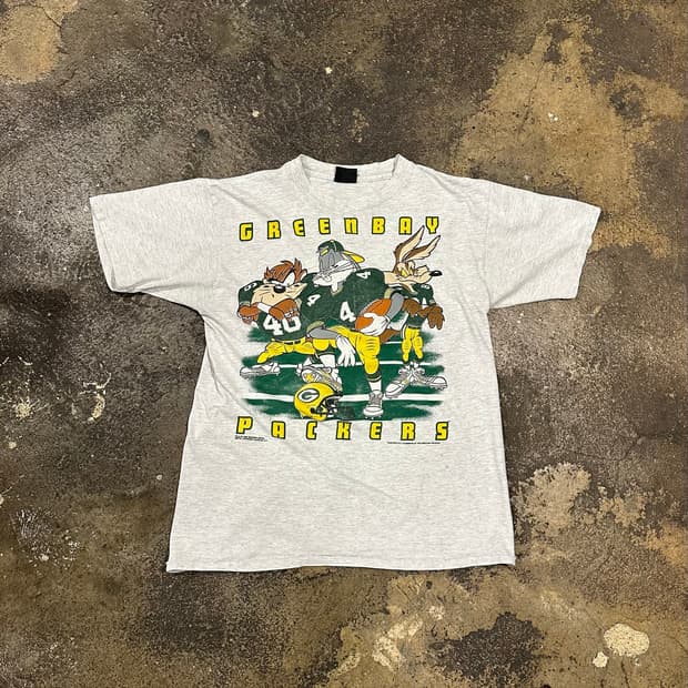 빈티지 90s 루니툰즈 NFL 그린베이 패커스 티셔츠