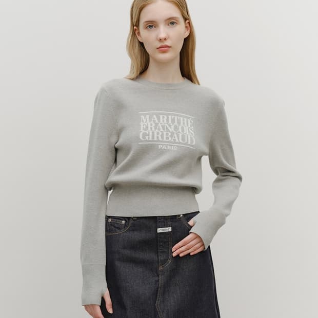 마리떼 CLASSIC LOGO CROP KNIT melange gray