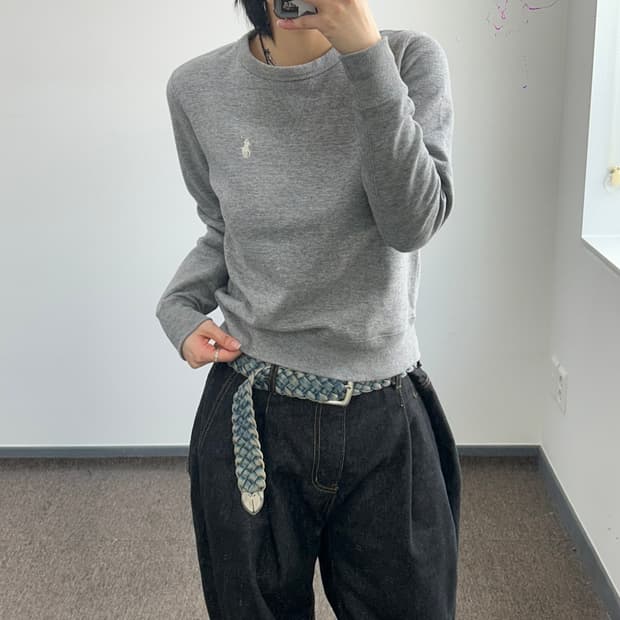 Polo 폴로 화이트 로고 그레이 맨투맨