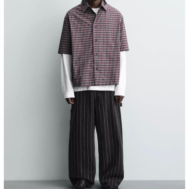 자라 오버핏 셔츠 버건디 M