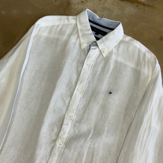 M 타미힐피거 린넨화이트 셔츠