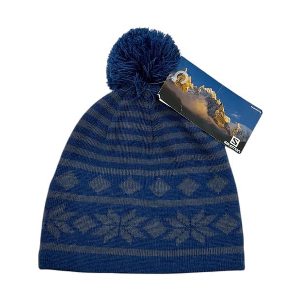 살로몬 눈꽃 털 방울 비니 모자 블루