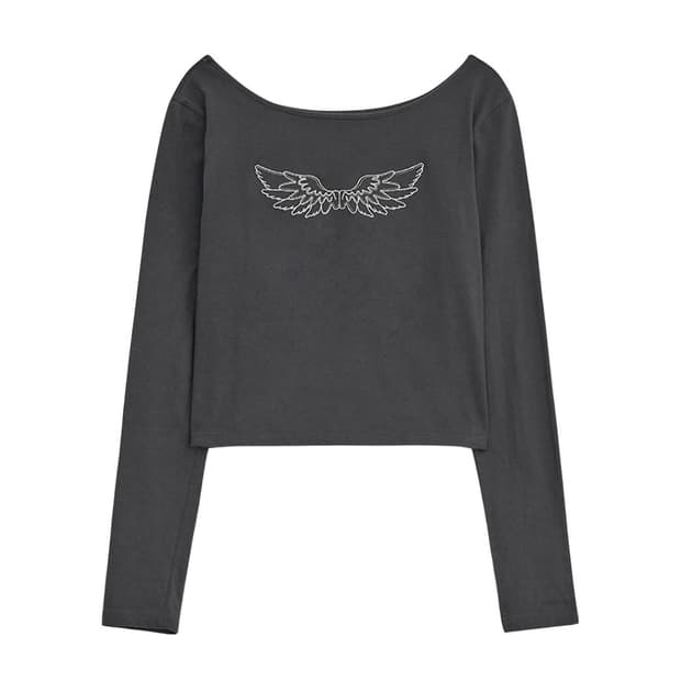 허그유어스킨 엔젤 윙 탑 차콜