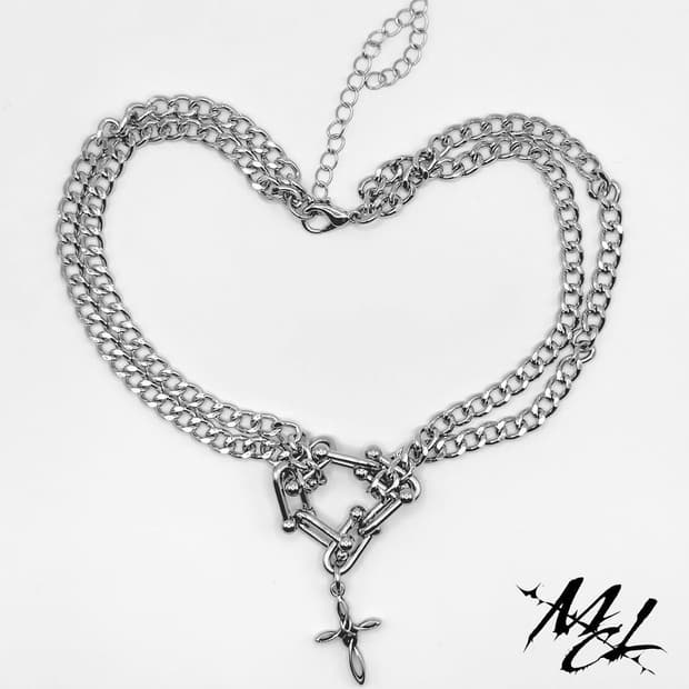 punk cross chain necklace