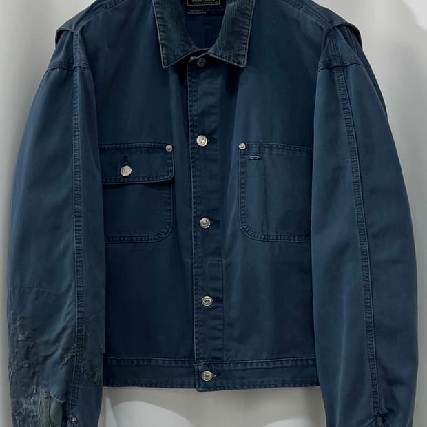 80's 폴로 컨트리 USA 어섬블루 디스트레스드 보로리페어 덩가리 자켓