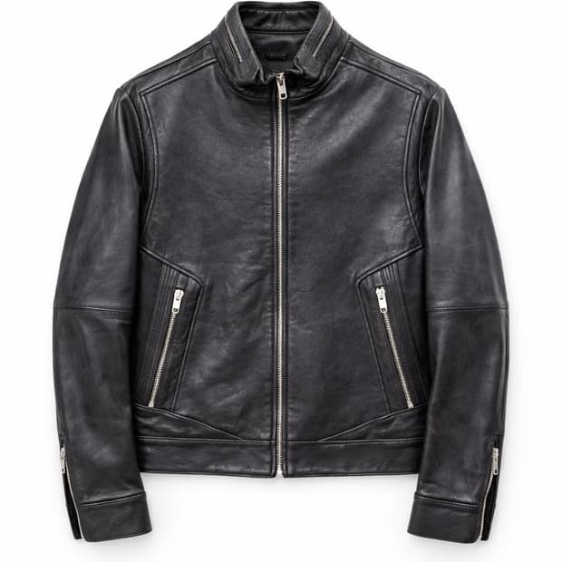 지이크 램스킨 싱글레더 자켓 다크그레이 105