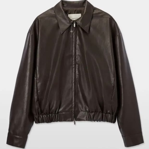 르마드 브라운 페이크 레더 가죽 블루종