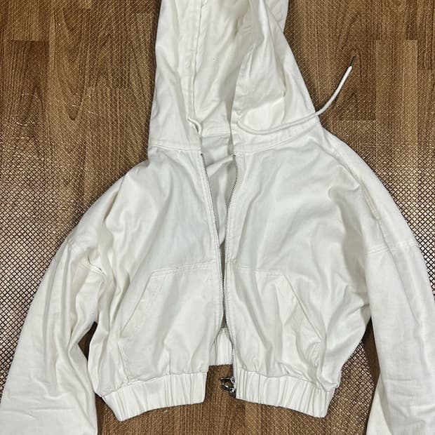 빈티지 흰색 세미크롭 투웨이자켓