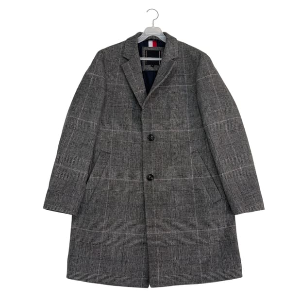 타미힐피거 울 체크 코트