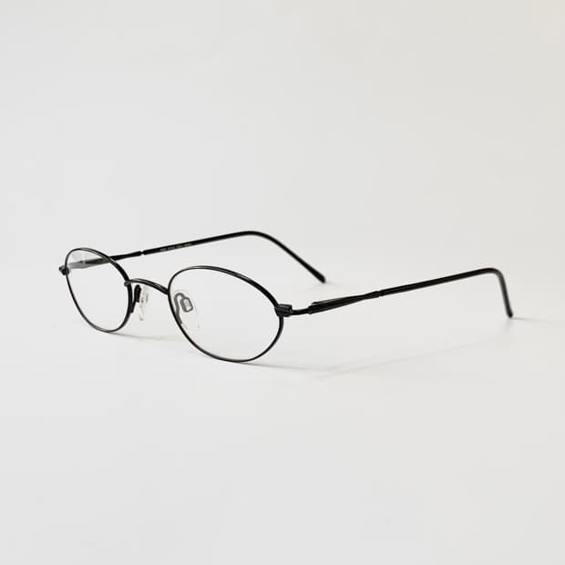 [픽키-657] 블랙 오벌 메탈 안경 가벼운 슬림라인 스몰사이즈